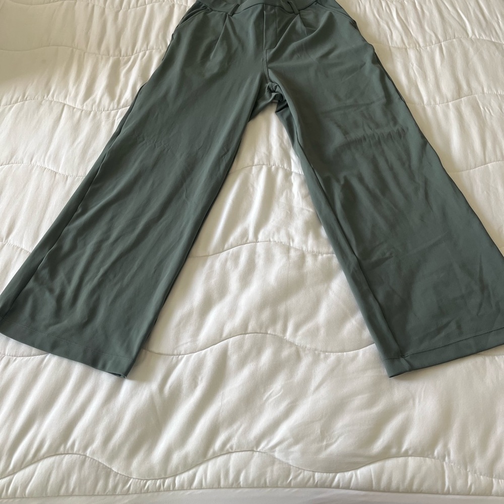 Halara Work Pants M Deep Aquamarine High Waisted Straight Leg Pockets - Picture 4 of 7